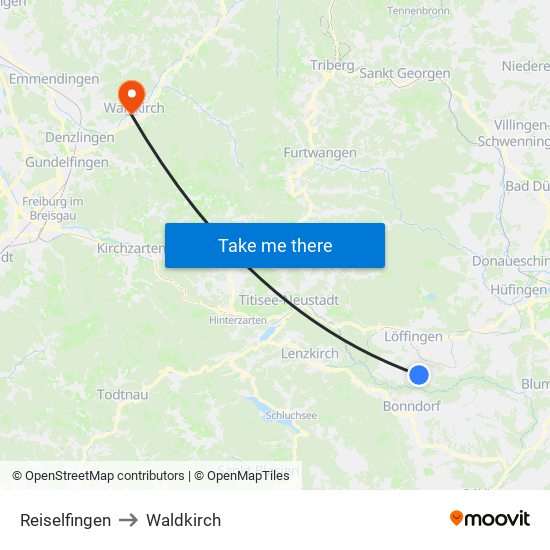 Reiselfingen to Waldkirch map