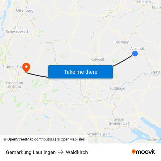 Gemarkung Lautlingen to Waldkirch map