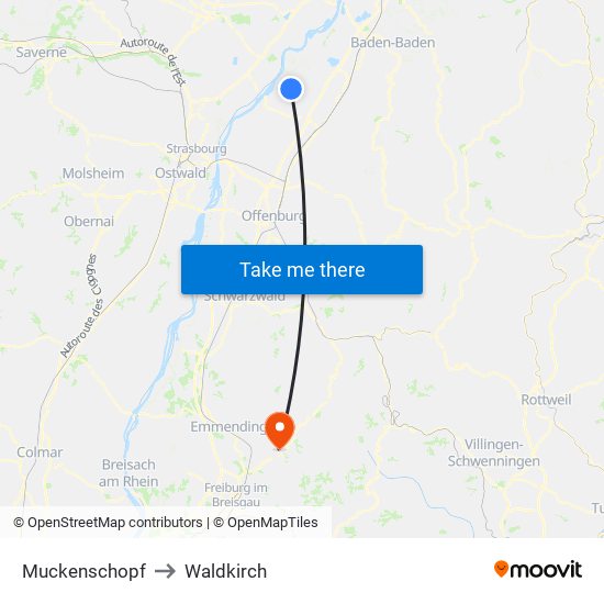 Muckenschopf to Waldkirch map