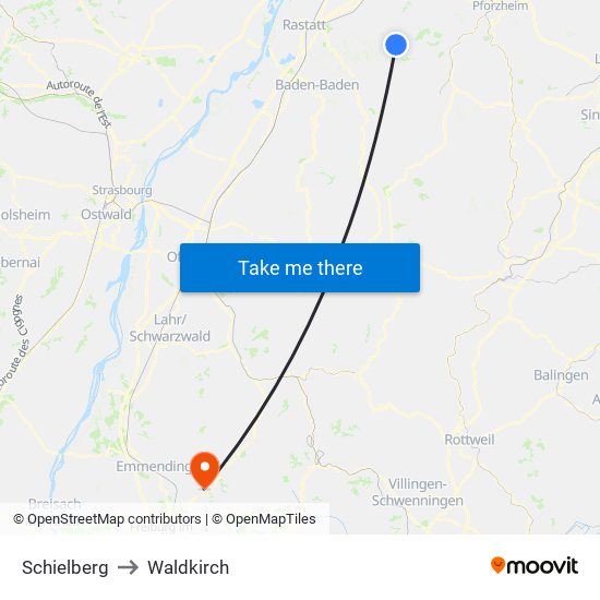 Schielberg to Waldkirch map