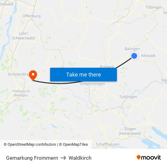 Gemarkung Frommern to Waldkirch map