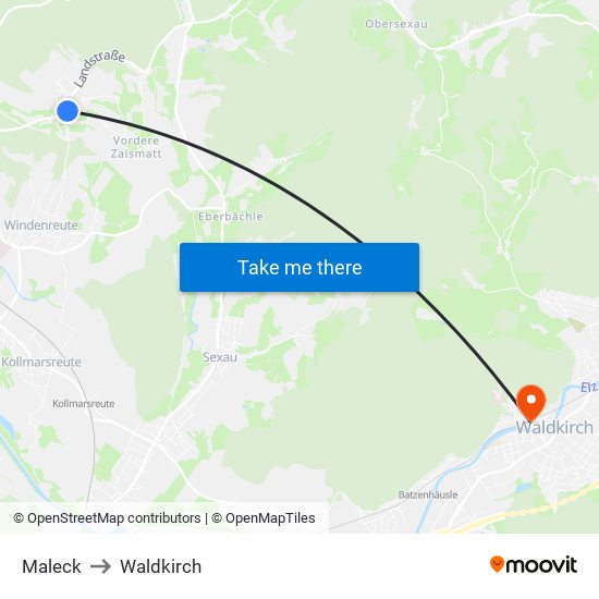 Maleck to Waldkirch map