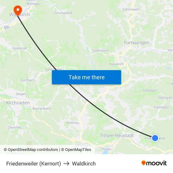 Friedenweiler (Kernort) to Waldkirch map