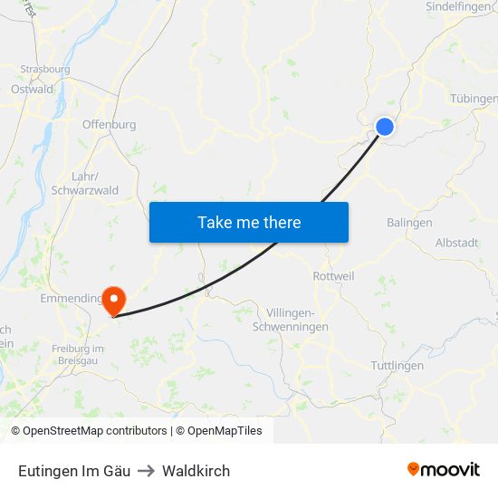 Eutingen Im Gäu to Waldkirch map