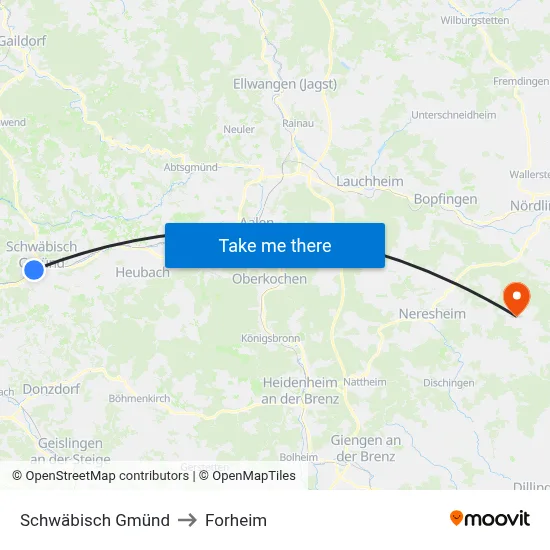 Schwäbisch Gmünd to Forheim map