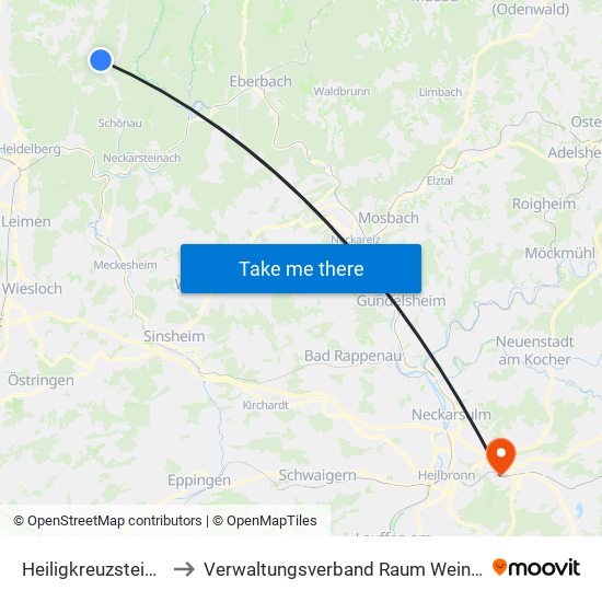 Heiligkreuzsteinach to Verwaltungsverband Raum Weinsberg map