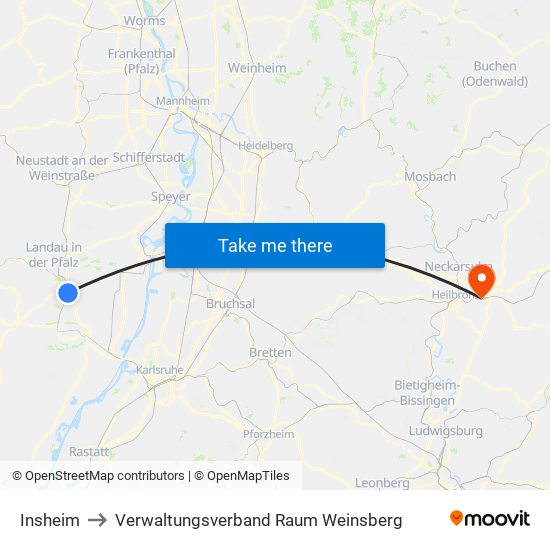 Insheim to Verwaltungsverband Raum Weinsberg map