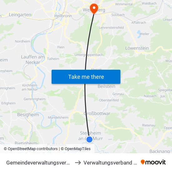 Gemeindeverwaltungsverband Steinheim-Murr to Verwaltungsverband Raum Weinsberg map