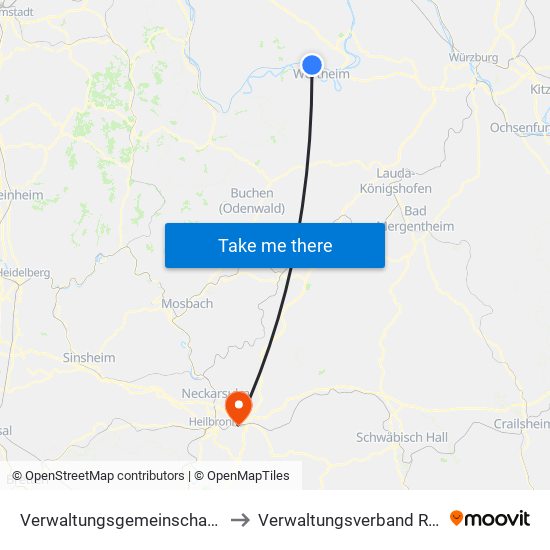 Verwaltungsgemeinschaft Kreuzwertheim to Verwaltungsverband Raum Weinsberg map