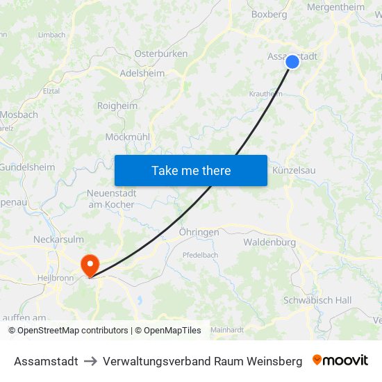 Assamstadt to Verwaltungsverband Raum Weinsberg map