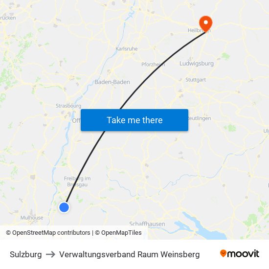 Sulzburg to Verwaltungsverband Raum Weinsberg map