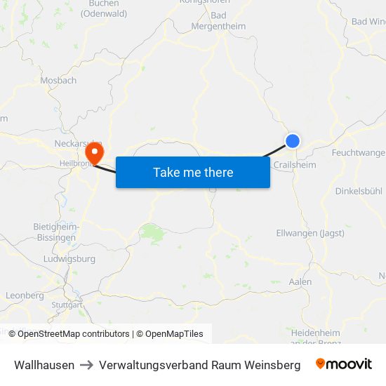 Wallhausen to Verwaltungsverband Raum Weinsberg map