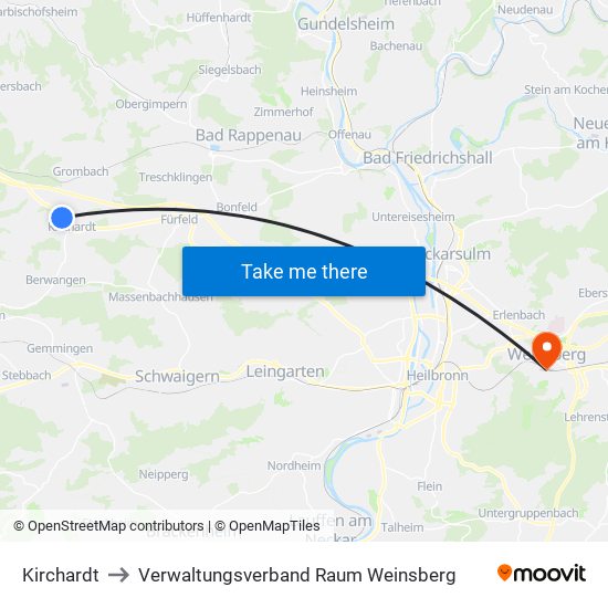 Kirchardt to Verwaltungsverband Raum Weinsberg map