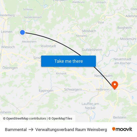 Bammental to Verwaltungsverband Raum Weinsberg map