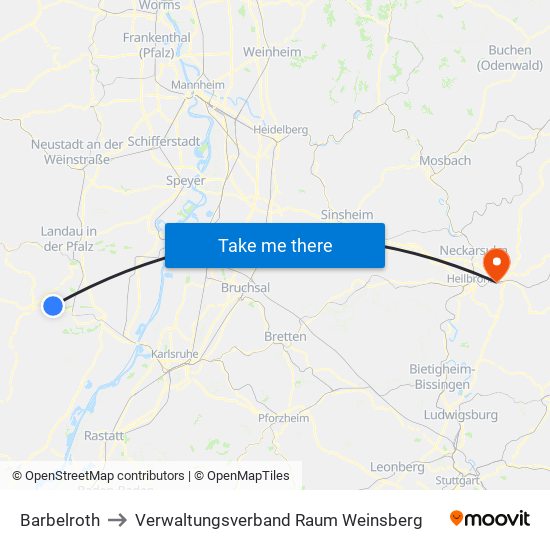 Barbelroth to Verwaltungsverband Raum Weinsberg map