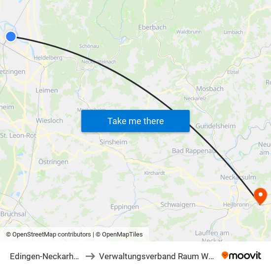 Edingen-Neckarhausen to Verwaltungsverband Raum Weinsberg map