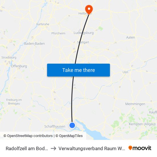 Radolfzell am Bodensee to Verwaltungsverband Raum Weinsberg map