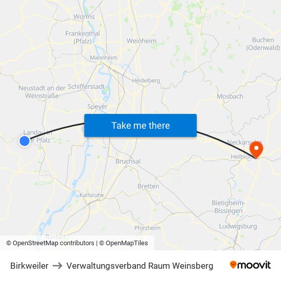 Birkweiler to Verwaltungsverband Raum Weinsberg map