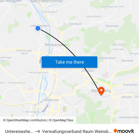 Untereisesheim to Verwaltungsverband Raum Weinsberg map