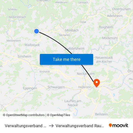 Verwaltungsverband Waibstadt to Verwaltungsverband Raum Weinsberg map