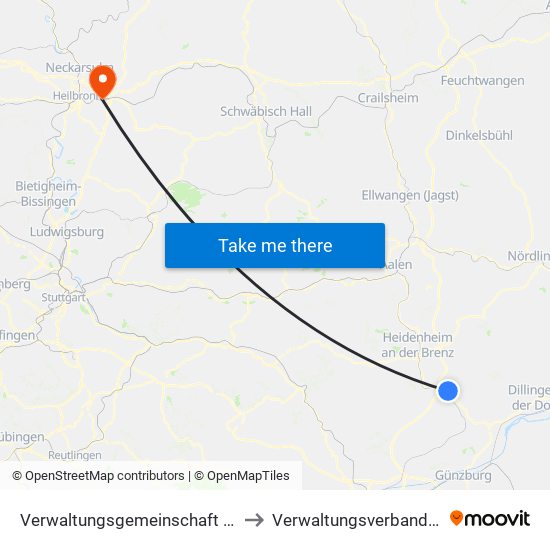 Verwaltungsgemeinschaft Giengen An Der Brenz to Verwaltungsverband Raum Weinsberg map