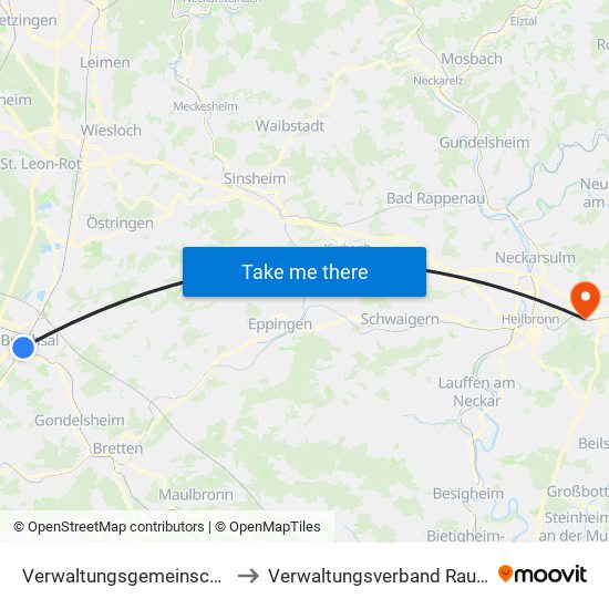 Verwaltungsgemeinschaft Bruchsal to Verwaltungsverband Raum Weinsberg map