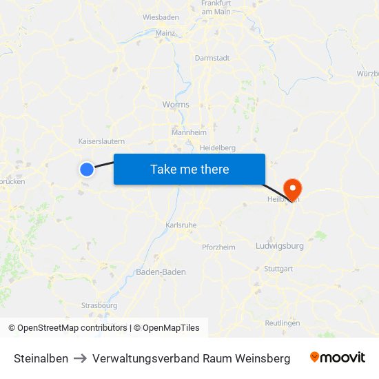 Steinalben to Verwaltungsverband Raum Weinsberg map