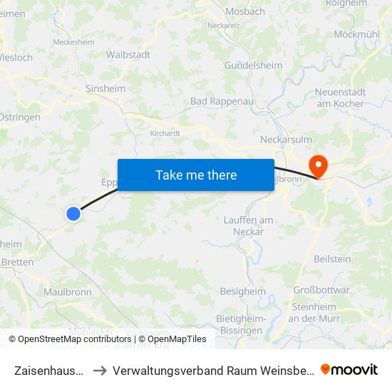 Zaisenhausen to Verwaltungsverband Raum Weinsberg map