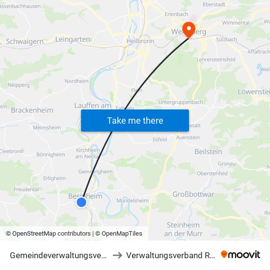 Gemeindeverwaltungsverband Besigheim to Verwaltungsverband Raum Weinsberg map