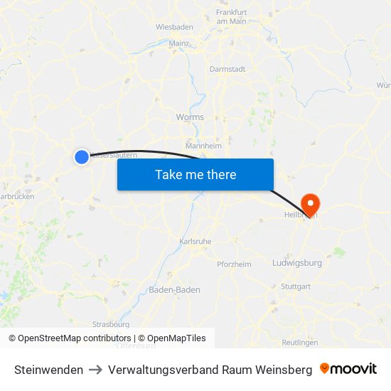 Steinwenden to Verwaltungsverband Raum Weinsberg map
