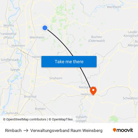 Rimbach to Verwaltungsverband Raum Weinsberg map