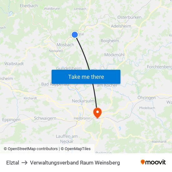 Elztal to Verwaltungsverband Raum Weinsberg map