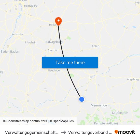 Verwaltungsgemeinschaft Biberach An Der Riß to Verwaltungsverband Raum Weinsberg map