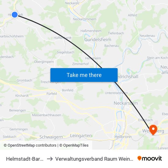 Helmstadt-Bargen to Verwaltungsverband Raum Weinsberg map