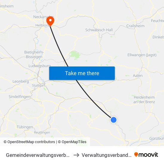 Gemeindeverwaltungsverband Lonsee-Amstetten to Verwaltungsverband Raum Weinsberg map