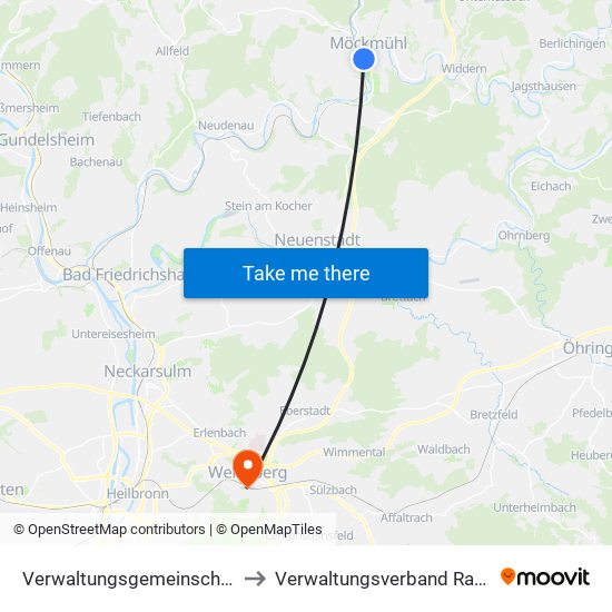 Verwaltungsgemeinschaft Möckmühl to Verwaltungsverband Raum Weinsberg map