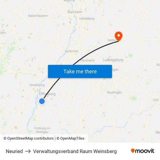 Neuried to Verwaltungsverband Raum Weinsberg map