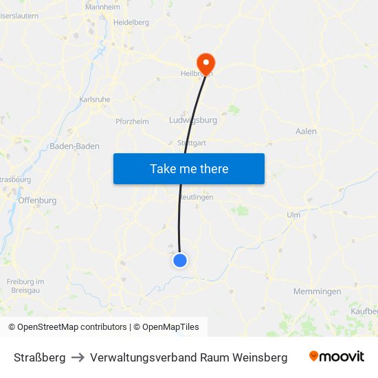 Straßberg to Verwaltungsverband Raum Weinsberg map