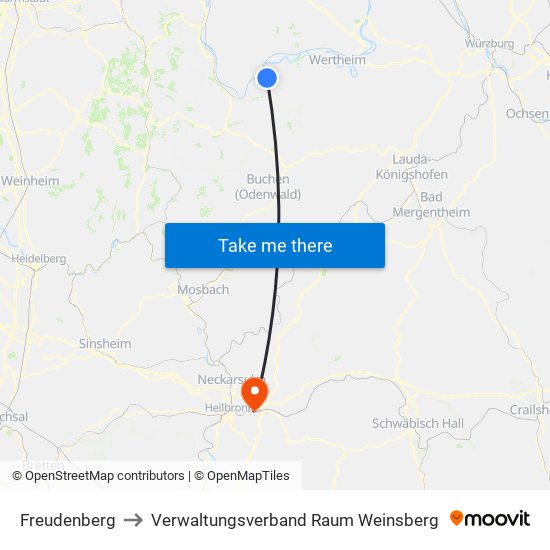 Freudenberg to Verwaltungsverband Raum Weinsberg map