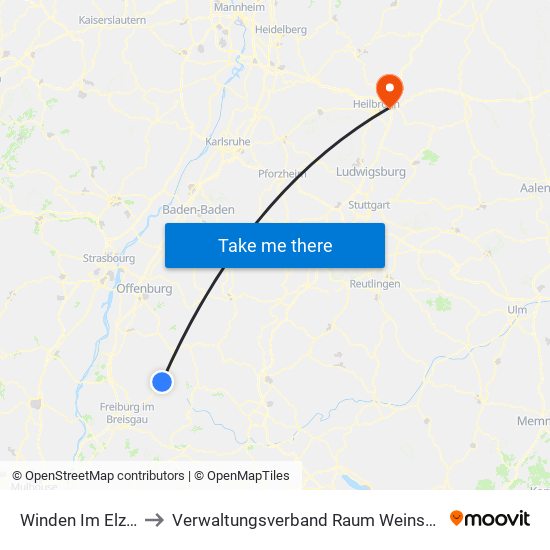 Winden Im Elztal to Verwaltungsverband Raum Weinsberg map