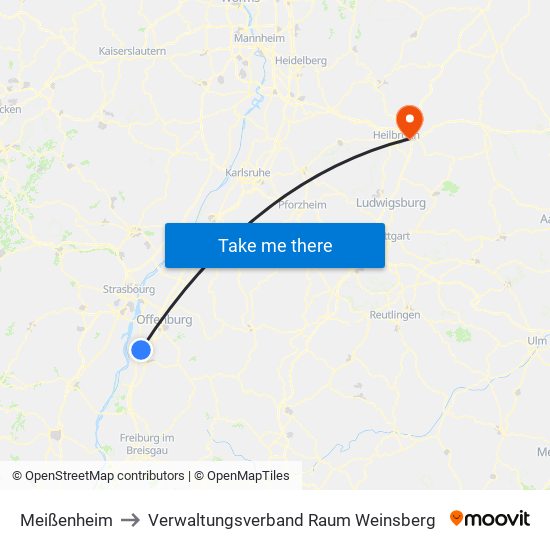 Meißenheim to Verwaltungsverband Raum Weinsberg map