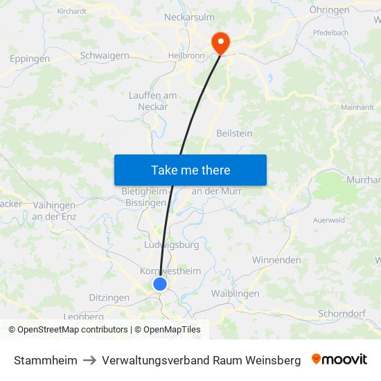 Stammheim to Verwaltungsverband Raum Weinsberg map