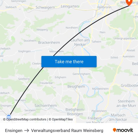 Ensingen to Verwaltungsverband Raum Weinsberg map
