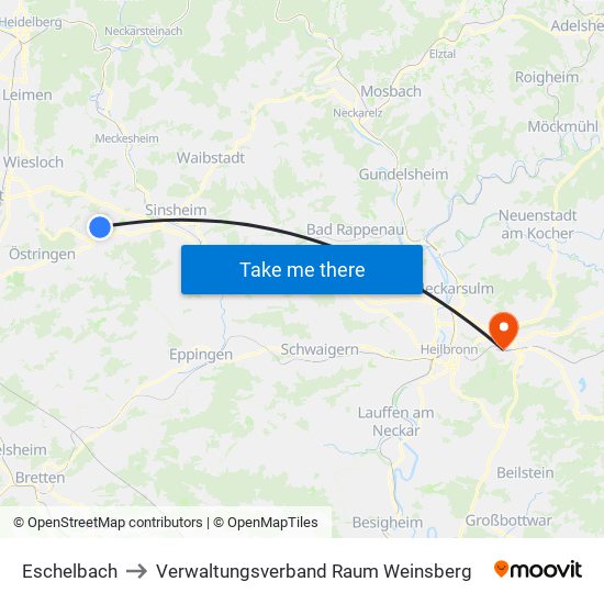 Eschelbach to Verwaltungsverband Raum Weinsberg map