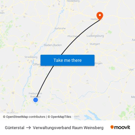 Günterstal to Verwaltungsverband Raum Weinsberg map