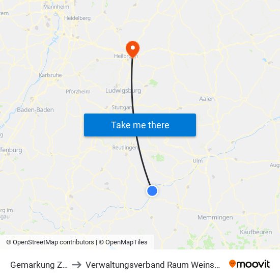 Gemarkung Zell to Verwaltungsverband Raum Weinsberg map
