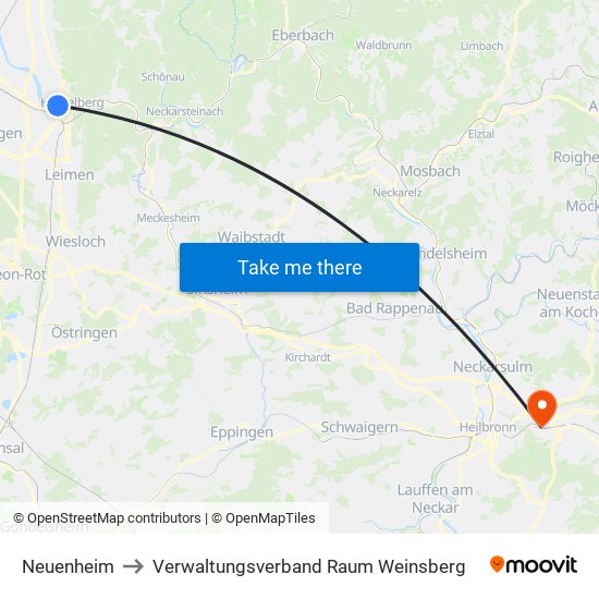 Neuenheim to Verwaltungsverband Raum Weinsberg map