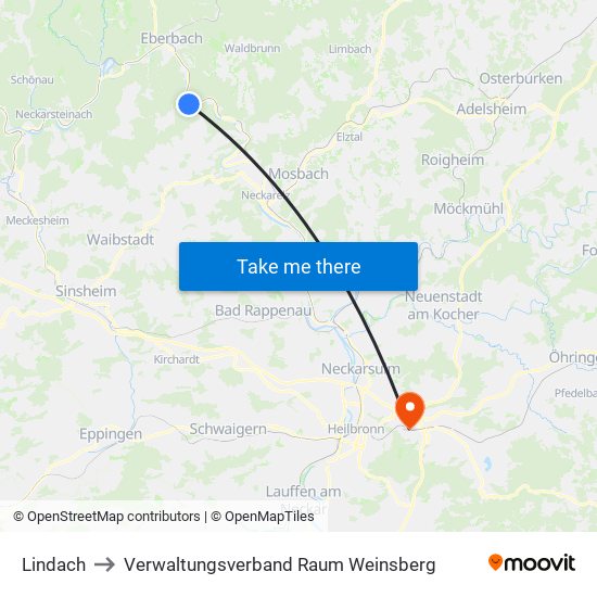 Lindach to Verwaltungsverband Raum Weinsberg map
