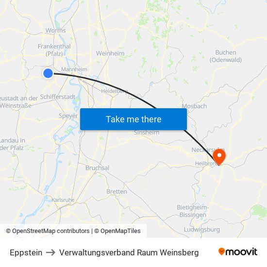 Eppstein to Verwaltungsverband Raum Weinsberg map