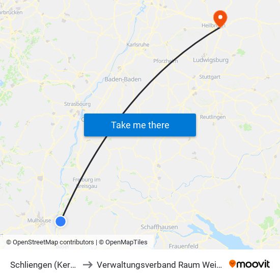 Schliengen (Kernort) to Verwaltungsverband Raum Weinsberg map